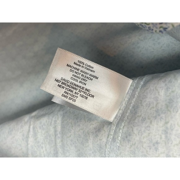 NEW David Donahue Dress Shirt Mens Medium Barrel Cuff Blue Geometric AOP Cotton - Picture 5 of 8